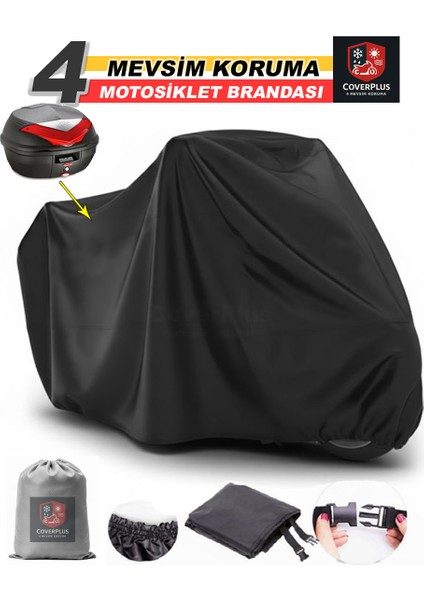 Arora Ar 100-19 Elegant Branda (Arka Çanta Uyumlu) Motosiket Brandası (Siyah Renk) Motor Örtüsü Çadır Su Geçirmez Motosiklet Kılıfı Motor Brandası