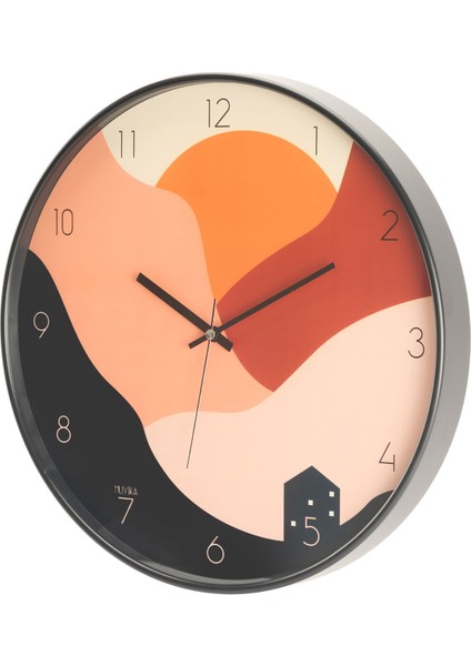Gün Batımı Camlı Duvar Saati - Renkli - 42 cm fiyatları