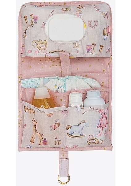 Baby Alt Açma Bakım Çantası – Pembe | Bebek Alt Değiştirme Organizeri, Taşınabilir Bakım Çantası, 24X40 cm