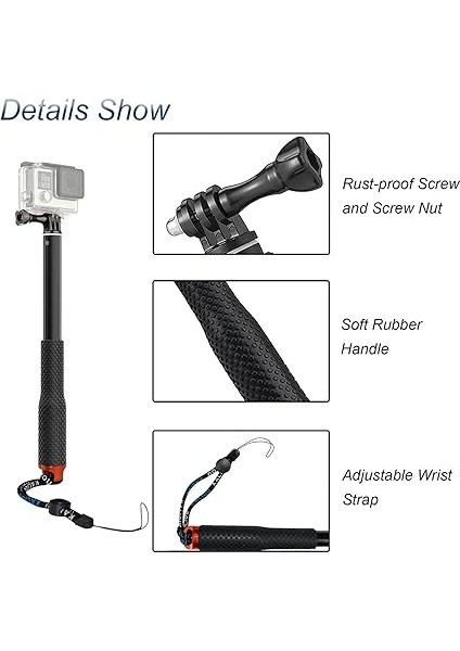 11.8-37 Inç Alüminyum Teleskopik El Monopodu Gopro Hero 13 12 11 10 9 8/akaso EK7000/BRAVE 7/dji Osmo Action 5 Pro/wolfang/surfola/apexcam 4K Eylem Kamera Özçekim Çubuğu ile Uyumlu fiyatları