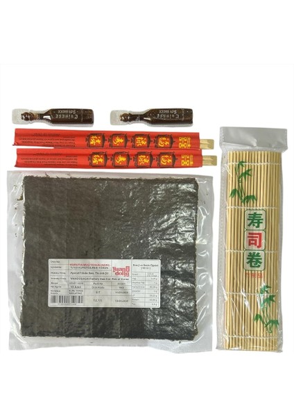 Sushi Seti 1, 5 Yaprak Yosun, Sushi Matı, Chopstick, Soya Sosu, Evde Sushi Yap