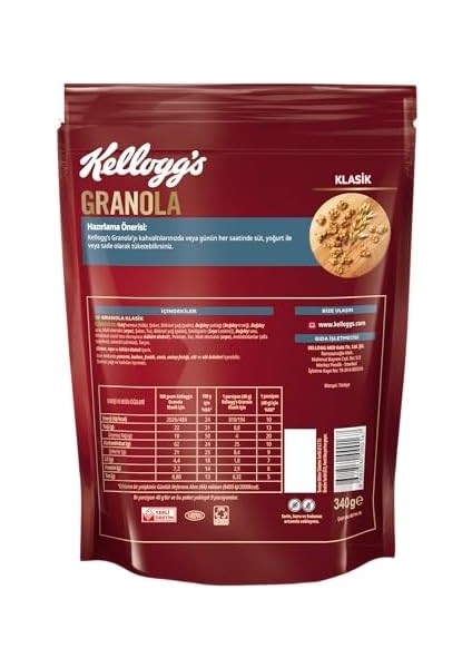 Kellogg&apos;s Granola Klasik 340 Gr,%56 Yulaf Içerir,lif Kaynağı,antioksidan Içerir,tahıl Gevreği,kahvaltılık Müsli,atıştırmalık fiyatları