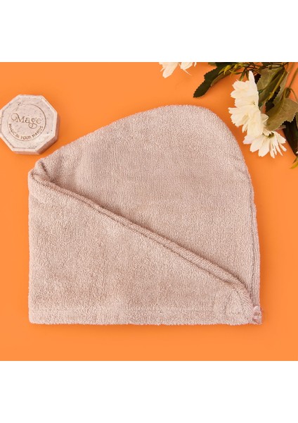 Soft Pamuk Saç Havlusu - Bej - 55X25 cm