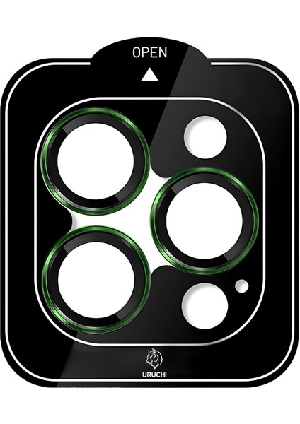 13 Pro/ 13 Pro Max Kamera Lens Koruyucu, Safir, Kolay Kurulum, Alüminyum Alaşım Çerçeveli 9h Sertliğinde Cam Lens, Yeşil