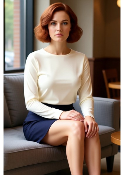 Kadın Vücuda Oturan Kayık Yaka Uzun Kollu Pamuklu Üst Kaliteli Şık Rahat Modern Zarif Günlük