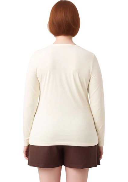 Kadın Vücuda Oturan Kayık Yaka Uzun Kollu Pamuklu Üst Kaliteli Şık Rahat Modern Zarif Günlük modelleri