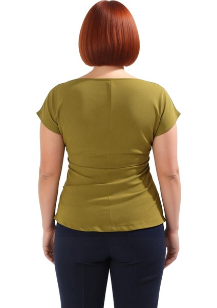 Kadın Oversize Dokuma Bluz Asimetrik Yaka Detaylı Kaliteli Şık Rahat Modern Zarif Günlük modelleri