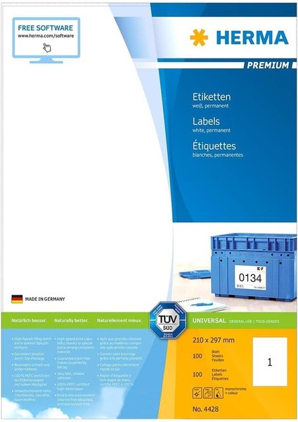 Kuyumcu Etiketi A4 100 210X297 Beyaz