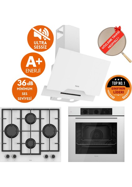 Silenart Lento Yeni Seri Ultra Sessiz Beyaz Ankastre Set ( D064-SA + LN386 + QBL62CB )