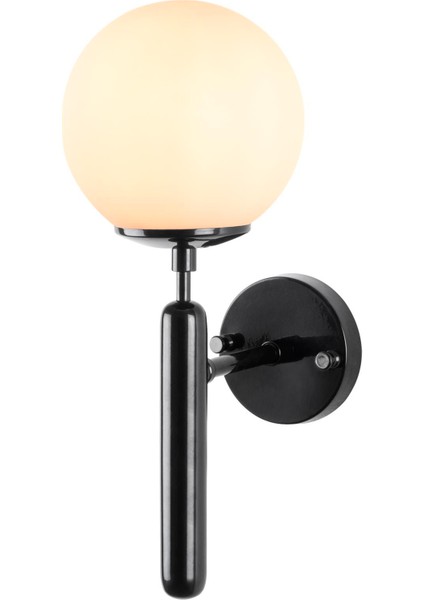 King Modern Tekli Beyaz Glop Cam Aplik Parlak Siyah, Art Deko Dekoratif Duvar Aydınlatma KING-11457 modelleri