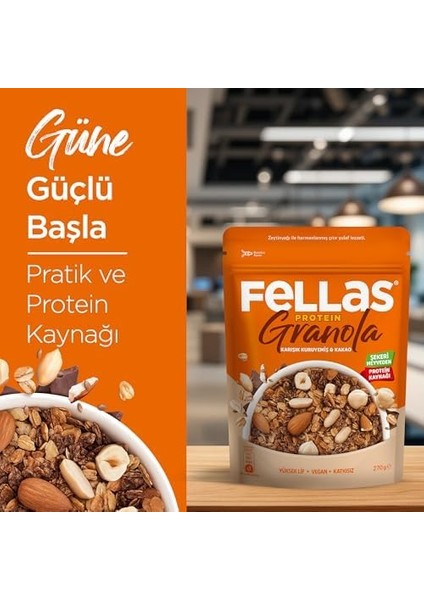 Fellas Protein Granola Karışık Kuruyemiş ve Kakao 270 gr