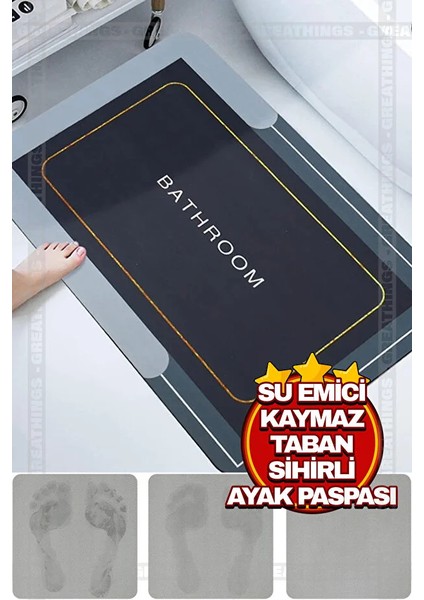 Barotti 40X60 cm Dikdörtgen Sihirli Banyo Paspası – Su Emici ve Hızlı Kuruyan Paspas 4531