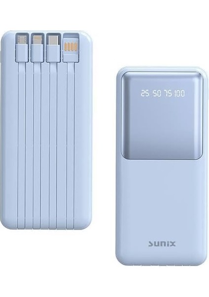 12000 Mah Göstergeli Dahili Çoklu Kablolu Taşınabilir Powerbank Mavi Pb-49