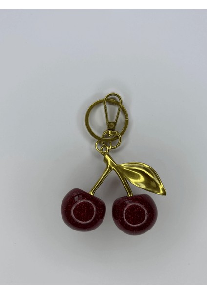 Büyük Kirazlı Altın Yapraklı Çanta Aksesuarı