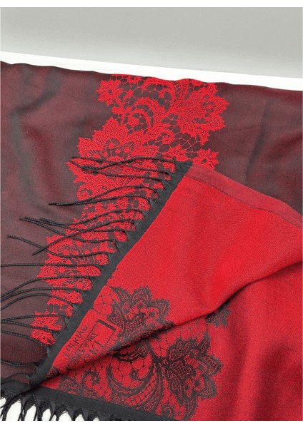 Kırmızı- Siyah Tonlarında Desenli Ince Şal fiyatları