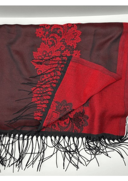 Kırmızı- Siyah Tonlarında Desenli Ince Şal modelleri