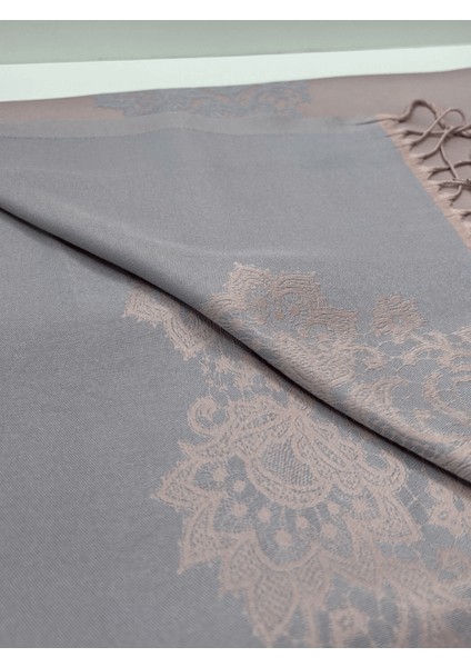 Açık Pembe-Açık Gri Tonlarında Desenli Ince Şal fiyatları