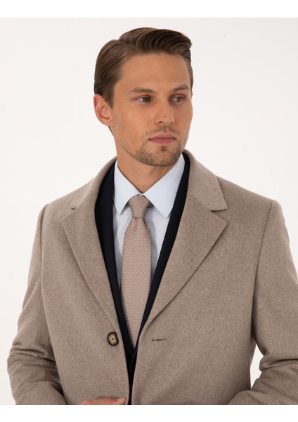 Erkek Bej Ex. Slim Fit Kaşe Kaban 50314200-VR011 fiyatları