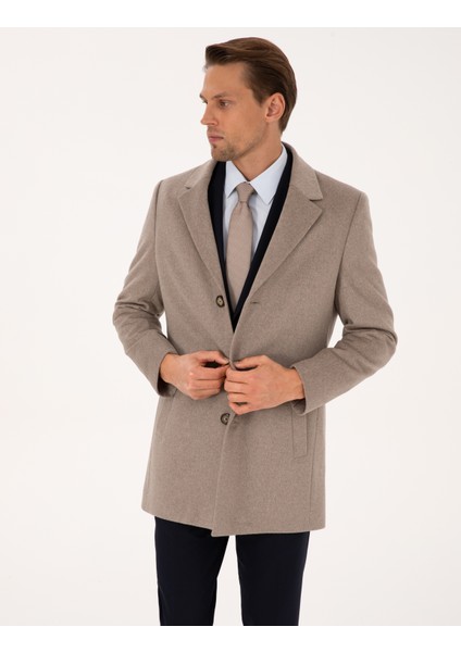 Erkek Bej Ex. Slim Fit Kaşe Kaban 50314200-VR011 modelleri