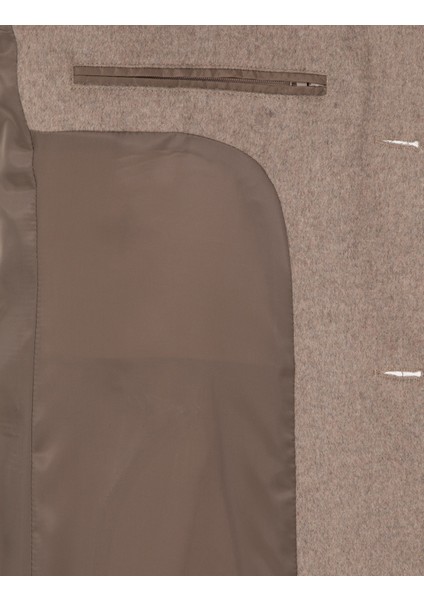 Erkek Bej Ex. Slim Fit Kaşe Kaban 50314200-VR011