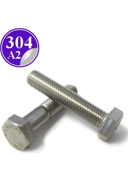 3m/paslanmaz Çelik (Inox) Altıköşe Civata Dın 933 (50 Adet)