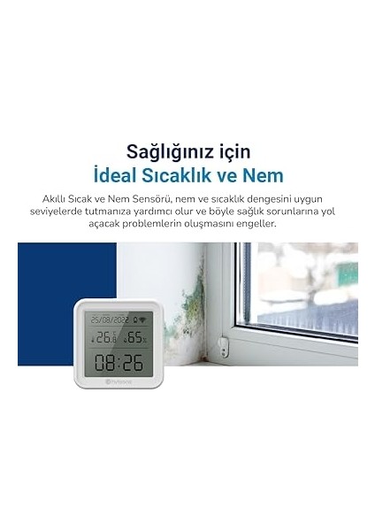 Akıllı Wi-Fi LCD Ekranlı Sıcaklık ve Nem Sensörü, Gerçek Zamanlı Sıcaklık ve Nem Verileri, Uygulama Üzerinden Anında Bildirim indirimleri