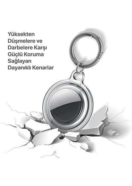 Airtag Için Su Geçirmez Ultra Şeffaf Görünümlü Silikon Kılıf ve Anahtarlık (Şeffaf) indirimleri