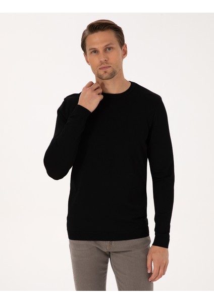 Erkek Siyah Slim Fit Kazak 50316798-VR046