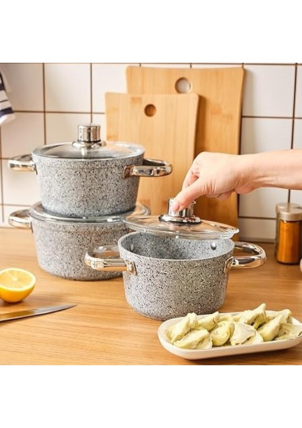 Biogranit Nare 6 Parça Midi Tencere Seti Blue modelleri