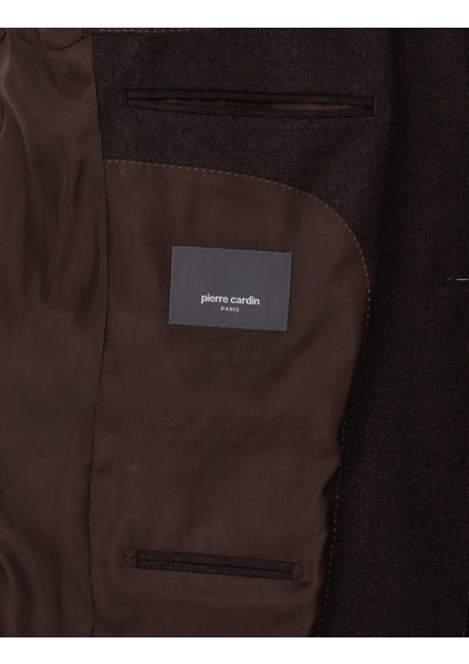 Erkek Kahverengi Slim Fit %100 Yün Takım Elbise 50312948-VR029