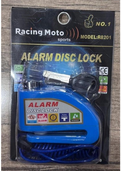 Disk Kilidi Mavi - Alarmlı - Hatırlatıcı Kablolu