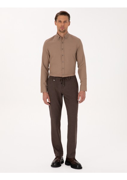 Erkek Açık Kahverengi Slim Fit Kumaş Pantolon 50311807-VR002
