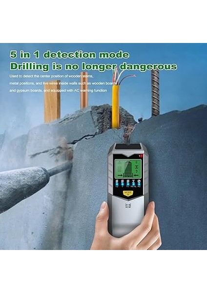 Saplama Bulucu Duvar Tarayıcı 5'i 1 Arada Elektronik Saplama Dedektörü, Hd LCD Ekranlı, Uyarı Fonksiyonlu Ahşap Metal Telin Tespitinde Kullanılan modelleri