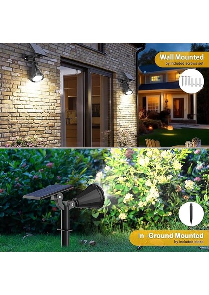 Beyaz 18 LED Spot Güneş Enerjili Bahçe Aydınlatma Lambası, Fotoselli, Spike Aplik, 18W Su Geçirmez Dış Mekan Solar Lamba, Ağaç, Veranda, Garaj, Havuz, Duvar ve Zemin Montajına Uygundur 42 cm indirimleri