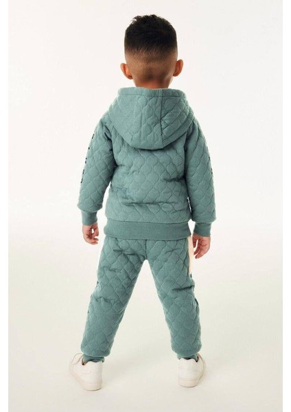 Erkek Çocuk Pamuklu Kapitone Kapüşonlu Eşofman Takımı - Yeşil Bej Renkli indirimleri