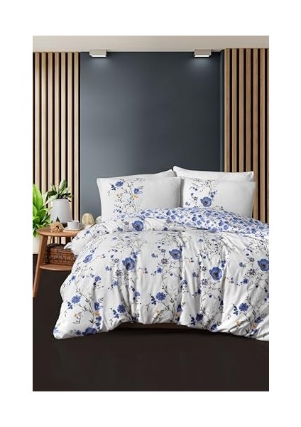 Flos Çift Kişilik Nevresim Takımı -%100 Pamuk, Çift Taraflı Nevresim Yastık, Düğmeli 4 Parça Desenli, Yumuşak ve Nefes Alabilir, Çift Kişilik Nevresim Takımı (Mavi Çiçekli) modelleri