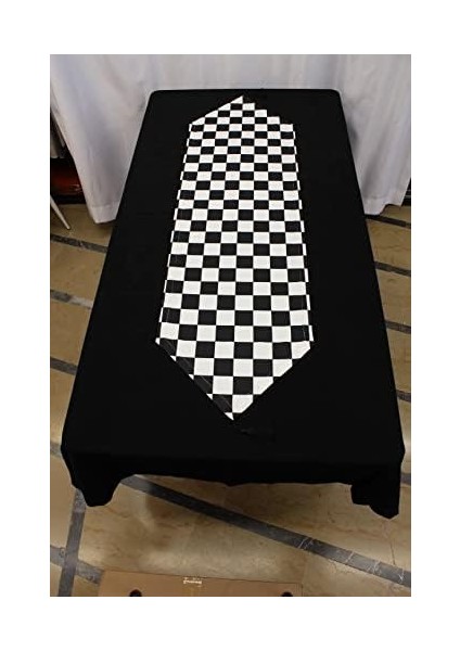 Beyaz Büyük Kare Desenli Baskılı Runner Servis 40X150 cm modelleri