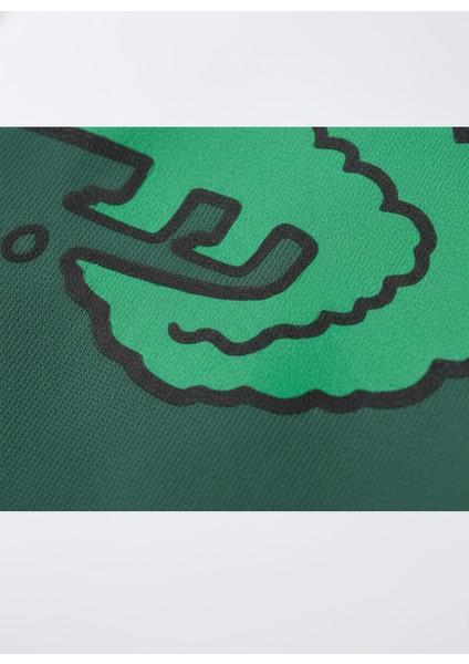 Erkek Çocuk Pamuklu Yeşil Timsah Baskılı Sweatshirt ve Kare Desenli Eşofman Takım fırsatları