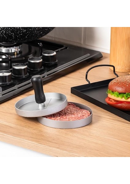 YK1579 Alüminyum Hamburger ve Köfte Kalıbı Köfte Presi Şekillendirici Burger Press Pratik Köfte Yapma Aparatı