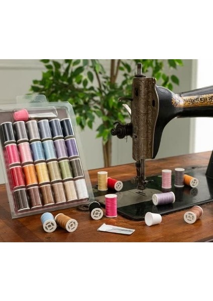 Iplik Seti 24 Adt Dikiş Ipi Seti, 5 Adet Dikiş Iğnesi,yüksük, Dikiş Nakış Kiti,