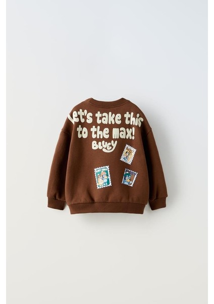 Erkek Çocuk Pamuklu Kahverengi Bluey Sweatshirt ve Eşofman Alt Takım fırsatları