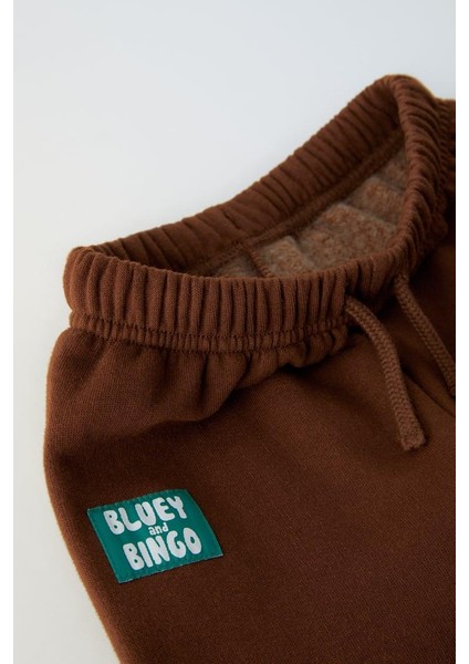 Erkek Çocuk Pamuklu Kahverengi Bluey Sweatshirt ve Eşofman Alt Takım