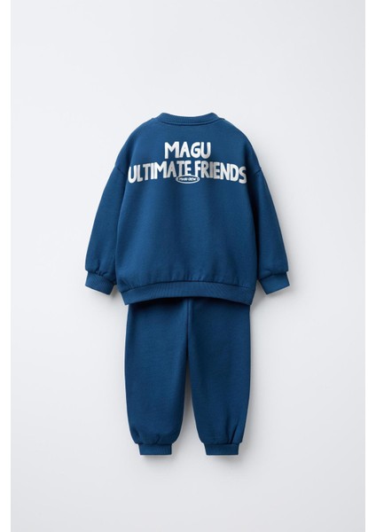 Erkek Çocuk Pamuklu Lacivert Magu And Friends Baskılı Sweatshirt Eşofman Takımı fiyatları