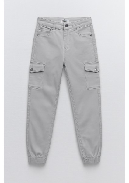 Erkek Çocuk Gri Kargo Cep Detaylı Jogger Pantolon – Lastikli Paça