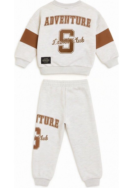 Erkek Çocuk Pamuklu Gri Melanj Adventure Baskılı Eşofman Alt-Üst Takım modelleri