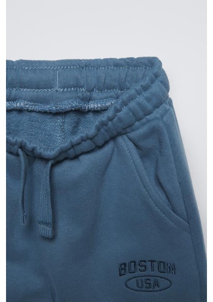 Erkek Çocuk Pamuklu Mavi Boston Usa Baskılı Sweatshirt Eşofman Takım fırsatları