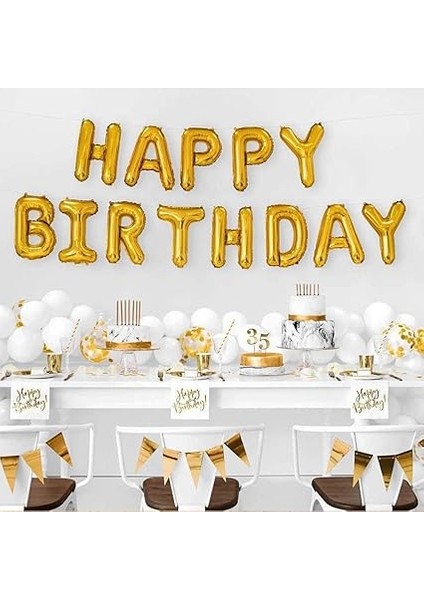 Gitti Happy Birthday Harf 13 Parça Gold Altın Renk Folyo Balon Seti modelleri
