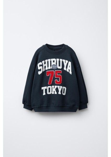 Erkek Çocuk Pamuklu Siyah Shibuya Tokyo Eşofman Takımı - Nakışlı Sweat ve Rahat Kesim Alt fırsatları