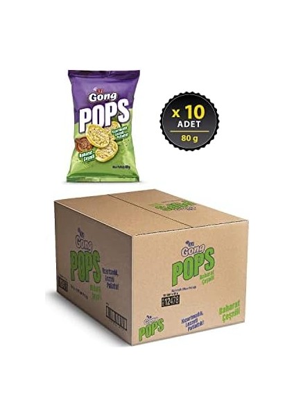 Eti Gong Pops Baharat Çeşnili Mısır Patlağı 80 G x 10 Adet