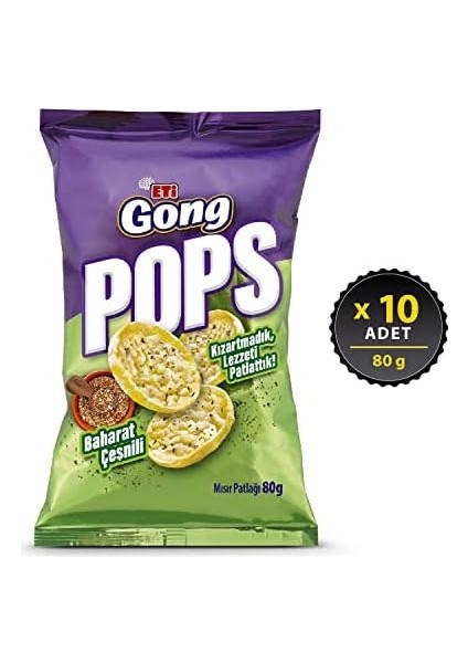 Eti Gong Pops Baharat Çeşnili Mısır Patlağı 80 G x 10 Adet modelleri